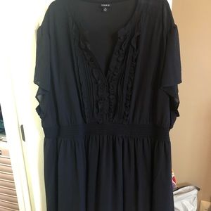Torrid. Size 5 black dress. Worn once. Ruffle design/texture.